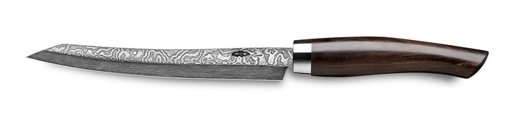 Allesschneider aus Damast-Stahl mit dunklem Holzgriff auf weißem Hintergrund.
Produktname: Nesmuk Exklusiv C100 Slicer 160
Markenname: Nesmuk