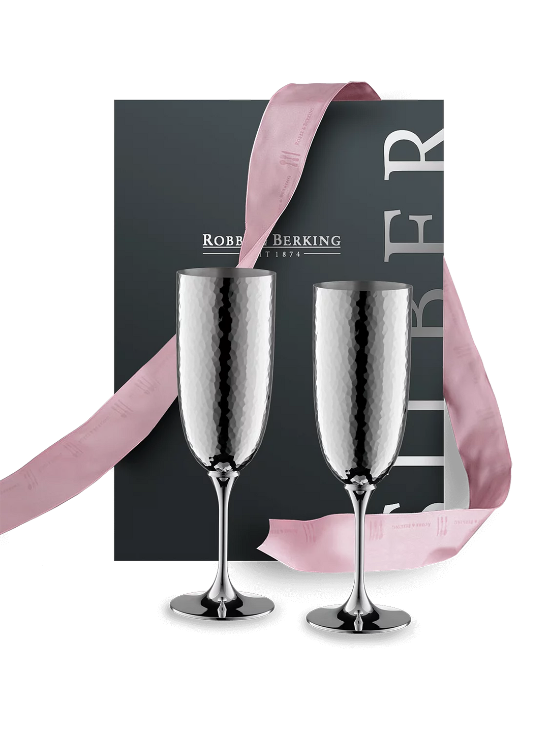 Zwei Champagnerkelche aus Silber als Geschenkset
