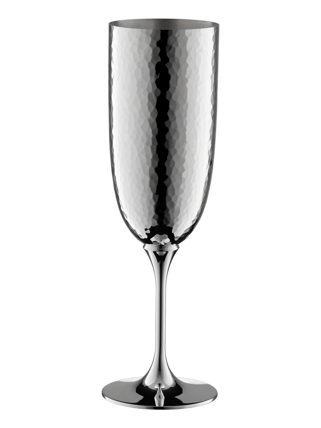 Martelé Champagnerkelch aus Silber mit handgehämmerter Oberfläche, freigestellt
