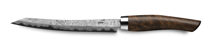 Ein Nesmuk Exklusiv C150 Slicer 160 mit Holzgriff isoliert auf weißem Hintergrund.