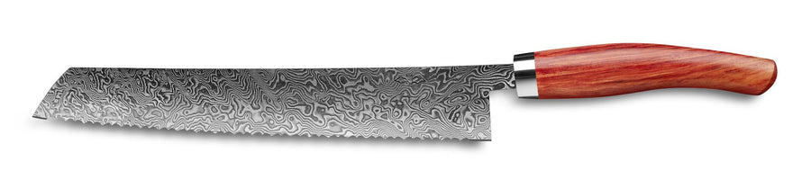 Ein Nesmuk Exklusiv C90 Brotmesser 270 Küchenmesser mit Redwood-Griff isoliert auf weißem Hintergrund.