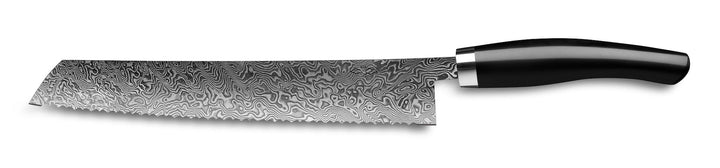 Ein Nesmuk Exklusiv C90 Brotmesser 270 mit schwarzem Griff isoliert auf weißem Hintergrund.