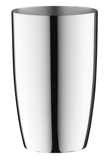 Robbe & Berking Bier-, Longdrinkbecher Dante Edelstahl, zylindrischer Becher mit spiegelnder Oberfläche und leicht verjüngter Form, bekannt für seine optimale Temperaturleitfähigkeit.